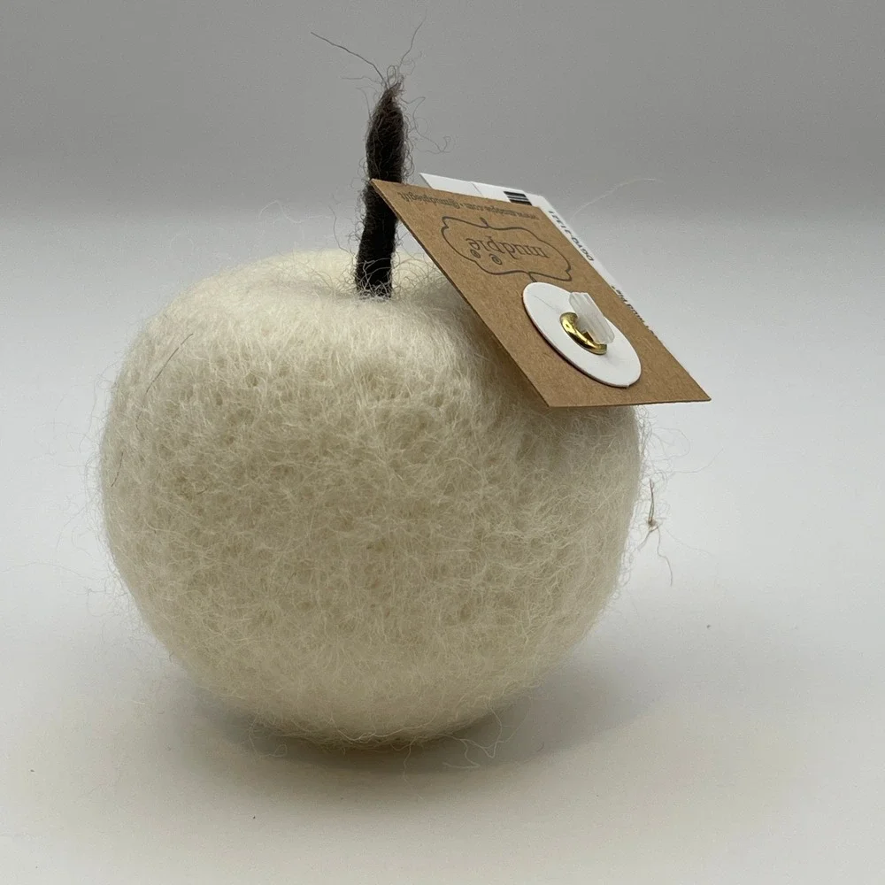 Mud Pie Cream Felted Wool Apple Bowl Filler Set of 10 Farmhouse Decor DGYQ-21321
